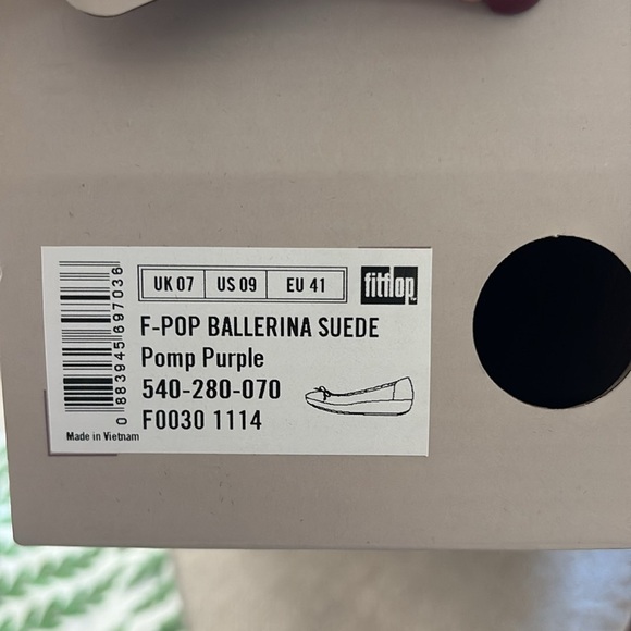 Fitflop F- Pop Ballerina Pom Purple Suede Women's Flats Sz.9 - Picture 4 of 4